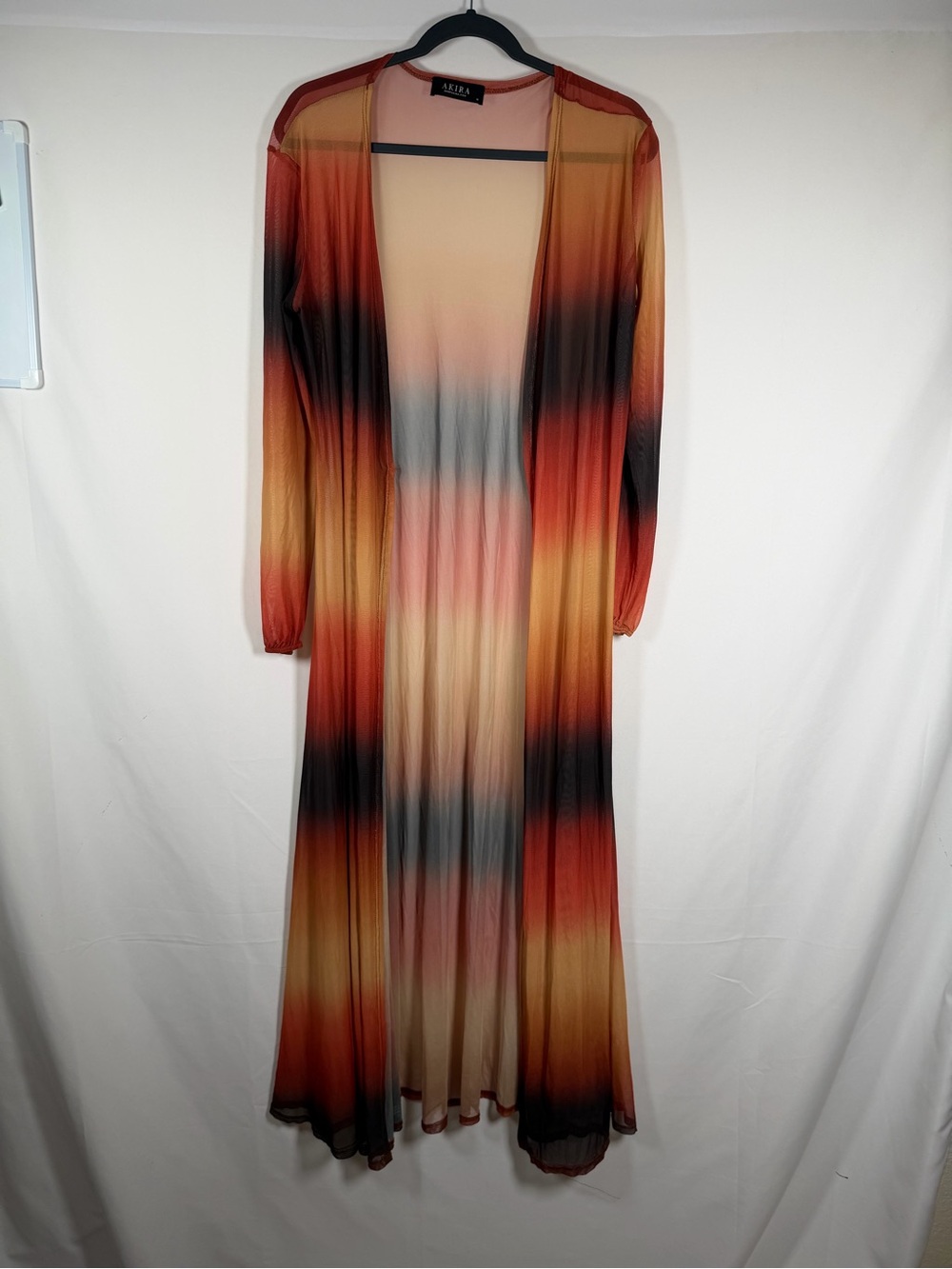 AKIRA Sunset Ombre Maxi Sheer Mesh Duster - Fairy, Grunge, Ethereal